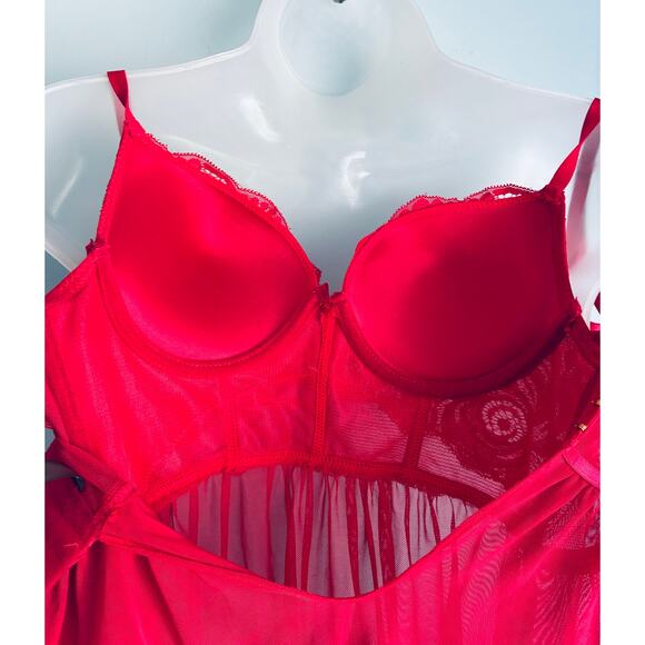 Red Babydoll Longline Daisy Fuentes Medium Push Up Sexy - Picture 8 of 8